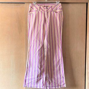 Junior's Sz XS Capsize Pinstripe Canvas Flare Leg